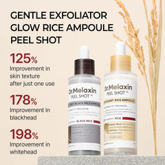 Dr.Melaxin Peel Shot - Glow White Rice + Black Rice Peeling Ampoule, Soft Exfoliating Face and Body Scrub, Dead Skin Cells Remover for All Skin Types, korean skin care 80ml each (Pack of 2)