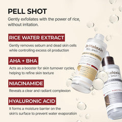 Dr.Melaxin Peel Shot - Glow White Rice + Black Rice Peeling Ampoule, Soft Exfoliating Face and Body Scrub, Dead Skin Cells Remover for All Skin Types, korean skin care 80ml each (Pack of 2)